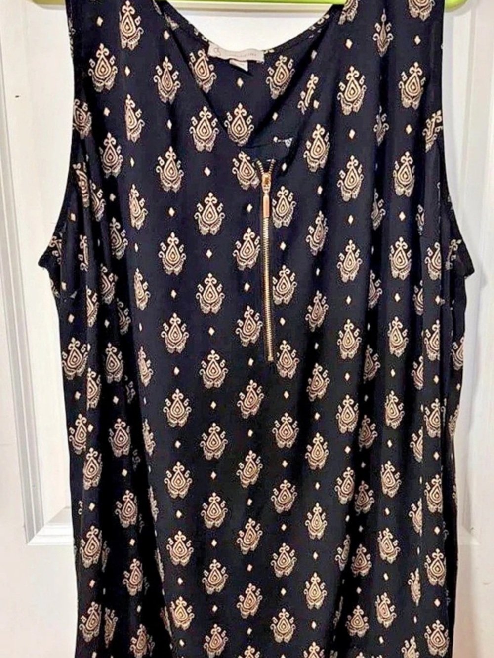 established 1962 Paisley Zip Front Tunic Black Size 3X Like New